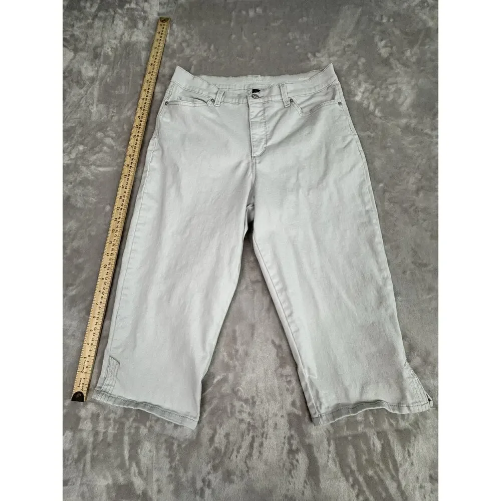 Gloria Vanderbilt Jeans,‎ Women's Size 10P Petite, Grey Tan, Amanda, Capri